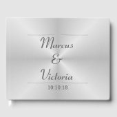 Modern geborsteld metaal huwelijk gastenboek (Voorkant)