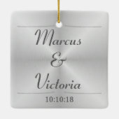 Modern geborsteld metaal huwelijk keramisch ornament (Achterkant)