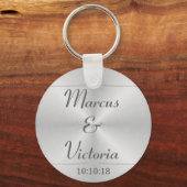 Modern geborsteld metaal huwelijk sleutelhanger (Voorkant)