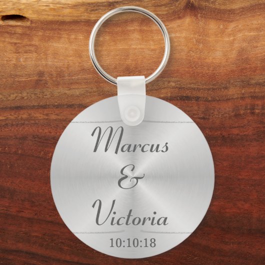 Modern geborsteld metaal huwelijk sleutelhanger (Voorkant)