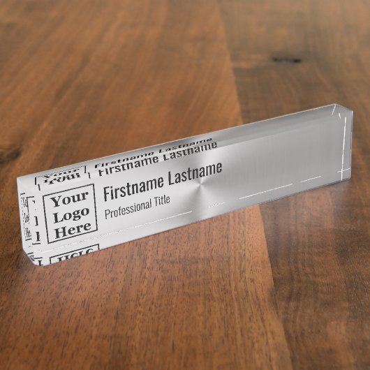 Modern geborsteld metaal Kijk hier je Logo Naambordje (Zijkant)