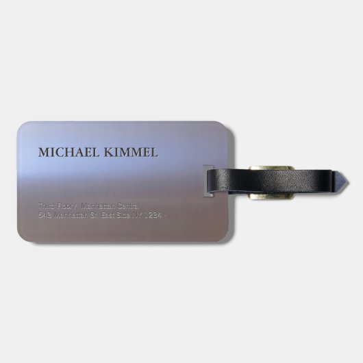 Modern geborsteld metaal kijk S01 monogram Bagagelabel (Achterkant horizontaal)