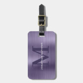 Modern geborsteld metaal lavendemonogram bagagelabel (Voorkant verticaal)