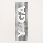 Modern geborsteld metallic zilver grijs lotus bloe yogamat (Voorkant)