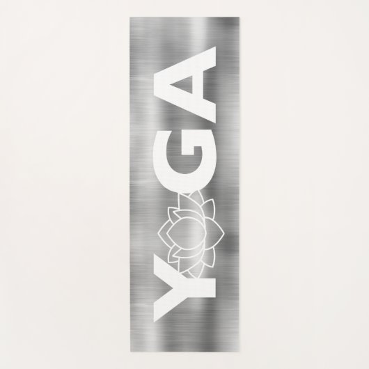 Modern geborsteld metallic zilver grijs lotus bloe yogamat (Voorkant)
