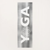 Modern geborsteld metallic zilver grijs lotus bloe yogamat (Achterkant)