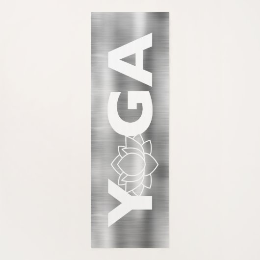 Modern geborsteld metallic zilver grijs lotus bloe yogamat (Achterkant)