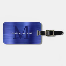Modern geborsteld metallisch blauw monogram