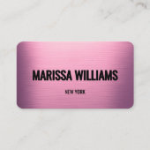 Modern geborsteld roze metalen Visitekaartje (Voorkant)