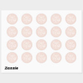 Modern Geborsteld Script Blush Wedding Sla de datu Ronde Sticker (Vel)