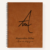 Modern geborsteld Script-monogram Notitieboek (Voorkant)