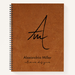 Modern geborsteld Script-monogram Notitieboek