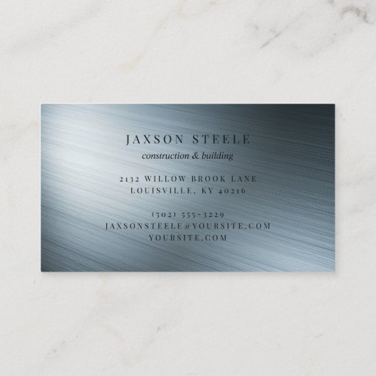 Modern geborsteld staal visitekaartje (Achterkant)