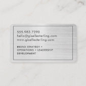 Modern geborsteld zilveren monogram elegant visitekaartje (Achterkant)