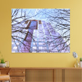 Modern gebouw met kale bomen canvas afdruk (Insitu (Woonkamer))
