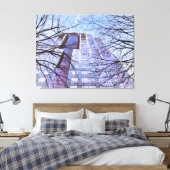 Modern gebouw met kale bomen canvas afdruk (Insitu (Slaapkamer))