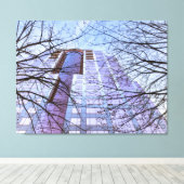 Modern gebouw met kale bomen canvas afdruk (Insitu (Houten vloer))