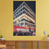 Modern gebouw 's nachts met verkeer canvas afdruk (Insitu (Woonkamer))