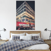 Modern gebouw 's nachts met verkeer canvas afdruk (Insitu (Slaapkamer))