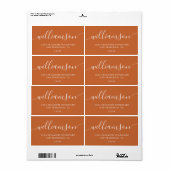 Modern gebrand Oranje script familie retouradres Etiket (Full Sheet)