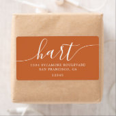 Modern gebrand Oranje script familie retouradres Etiket (Insitu)