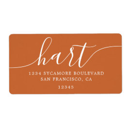 Modern gebrand Oranje script familie retouradres Etiket