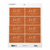 Modern gebrand Oranje script familie retouradres Etiket (Full Sheet)