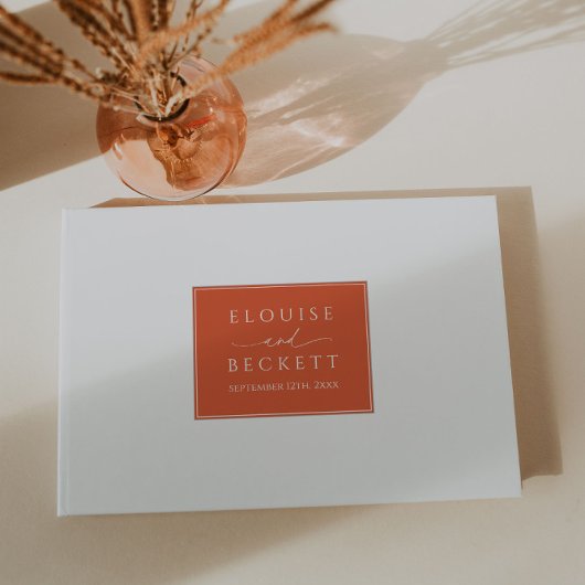 Modern gebrand Sinaasappel bruiloft gastenboek