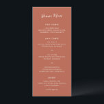 Modern gebrand Sinaasappel Eenvoudige bruiloft Menu<br><div class="desc">Elegant huwelijksmenu met een eenvoudig en klassiek ontwerp met "Dinner Menu" in een modern handgeschreven script. Een traditionele stijl die geweldig is voor een informele of formele bruiloft.</div>