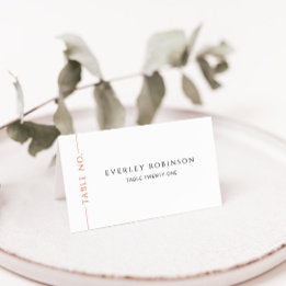 Modern gebrand Sinaasappel gevouwen trouwplaatskaa Plaatskaartje