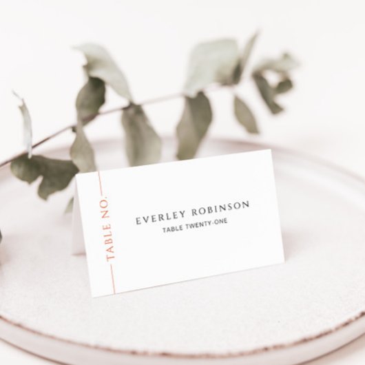 Modern gebrand Sinaasappel gevouwen trouwplaatskaa Plaatskaartje