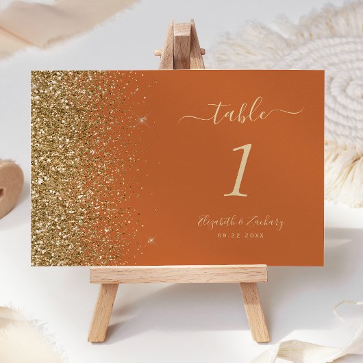 Modern gebrand Sinaasappel Gouden Glitter Edge Bru Kaart
