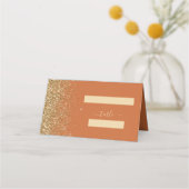 Modern gebrand Sinaasappel Gouden Glitter Edge Bru Plaatskaartje (Voorkant)