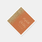Modern gebrand Sinaasappel Gouden Glitter Edge Bru Servet (Hoek)