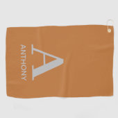 Modern gebrand Sinaasappel Monogram Gepersonalisee Golfhanddoek (Horizontaal)
