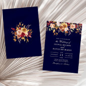Modern gebrand Sinaasappel Navy Blue Wildflowers W Kaart