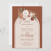 Modern gebrand Sinaasappel pampas gras bloemenbrui Kaart (Voorkant)