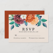 Modern gebrand sinaasappel terracotta herfstbruilo RSVP kaartje (Voorkant / Achterkant)