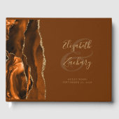 Modern gebrande Sinaasappel Agaat Bruin Gastenboek (Voorkant)