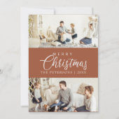 Modern gebrande Sinaasappel fotocollage kerst Feestdagenkaart (Voorkant)