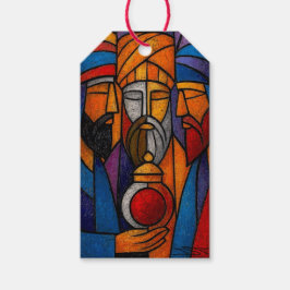 Modern Gebrandschilderd Glas Drie Wijzen Cadeaulabel