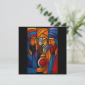 Modern Gebrandschilderd Glas Drie Wijzen Feestdagenkaart (Staand voorkant)