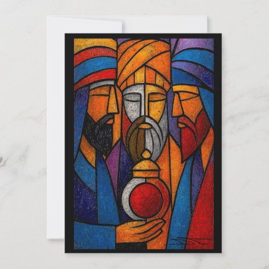 Modern Gebrandschilderd Glas Drie Wijzen Kaart (Voorkant)