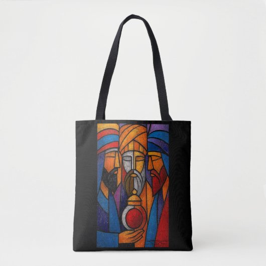Modern Gebrandschilderd Glas Drie Wijzen Tote Bag (Voorkant)