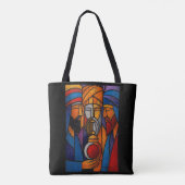 Modern Gebrandschilderd Glas Drie Wijzen Tote Bag (Achterkant)