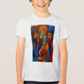 Modern Gebrandschilderd Glas Drie Wijzen Tri-Blend Shirt (Voorkant)