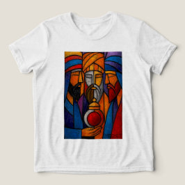 Modern Gebrandschilderd Glas Drie Wijzen Tri-Blend Shirt