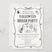 Modern, gebroken wit Boos & Bows Halloween Diner Kaart (Voorkant)