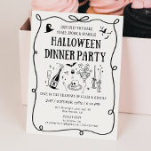 Modern, gebroken wit Boos & Bows Halloween Diner Kaart