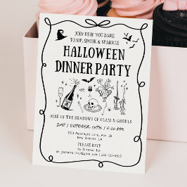Modern, gebroken wit Boos & Bows Halloween Diner Kaart